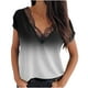 thumbnail image 1 of Blusa de encaje estampada con mangas raglán y manga corta con cuello en V para mujer Pompotops  hkajfhjk466632, 1 of 5