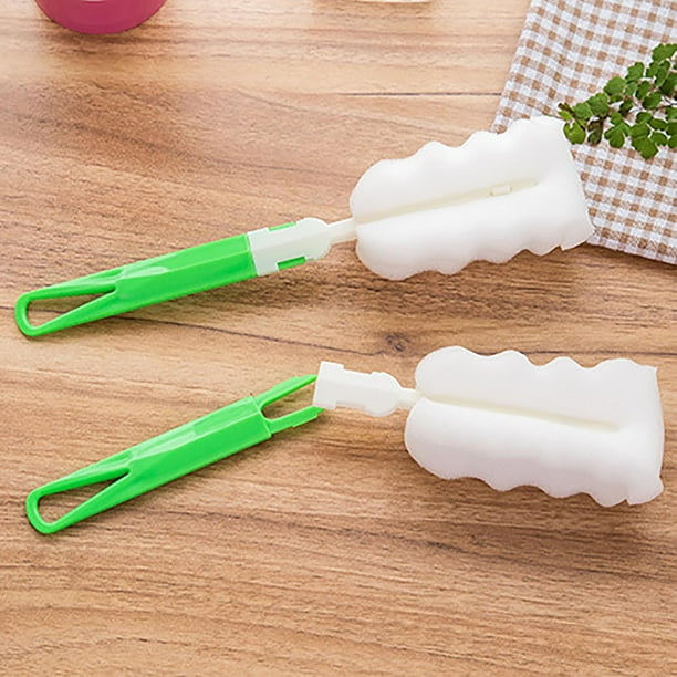 Cepillo Limpiador de Tazas de Mango Largo con Esponja Vegetal para Botellas, Copas y Tazas de Té: Diseño Compacto y Fácil de Usar.