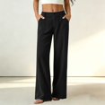 thumbnail image 2 of DHFJKG Wide Leg Pants For Women Corduroy Palazzo Workwear Elastic Waistband Long Pants Fall Clothes, 2 of 7