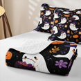 thumbnail image 4 of Erosebridal Cute Ghost Bed Spread Queen, Halloween Pumpkin Lantern Queen Coverlet Set for Boys Girls, Black Purple, 3pcs 1 Quilt and 2 Pillowcases, 4 of 7