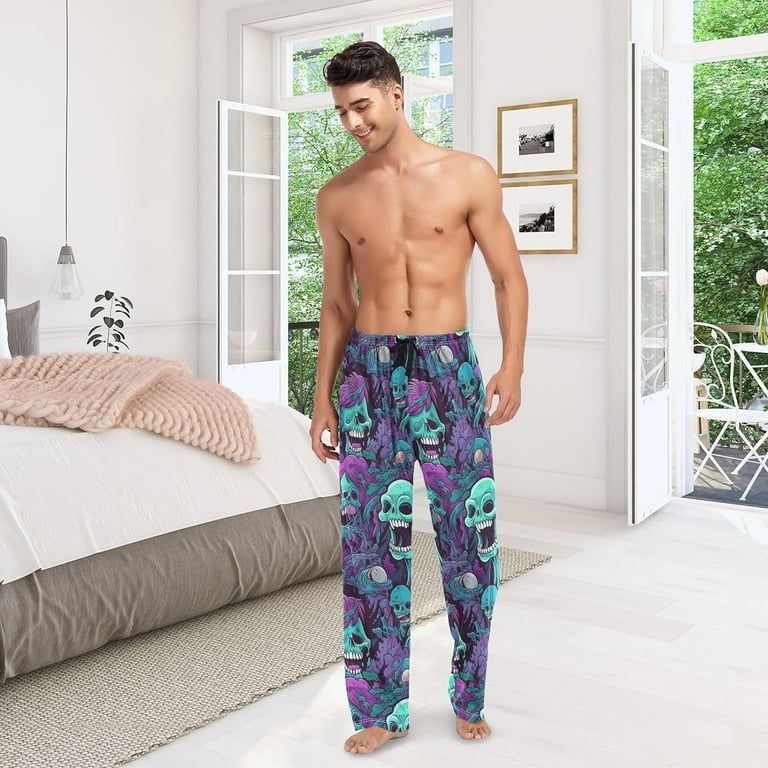 GZHJMY Green Skulls Men's Pajama Pants, Loose Lightweight