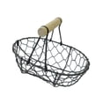 thumbnail image 4 of Cesta de alambre para huevos, cesta ovalada para recolección, rústica, decorativa, vintage, cesta de almacenamiento de hierro con mango de madera para Café, 4 of 8