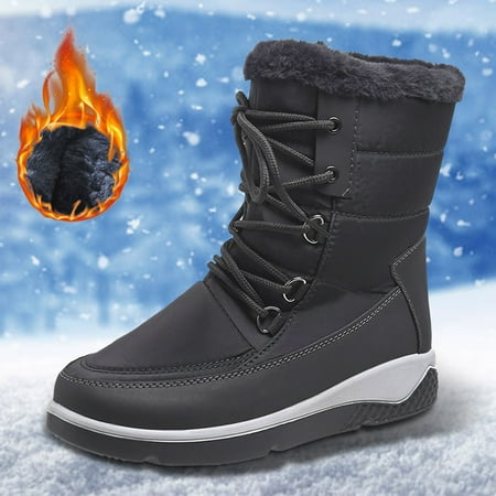 

Gubotare Womens Boots Winter Ladies Fashion Retro Solid Color Leather Side Zipper Flat Casual Short Boots Gray 7.5