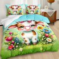 thumbnail image 2 of Juego de Funda Nórdica de Vaca para Niños King Size,Floral Flower Cute Cow Bedding Set for, 2 of 8