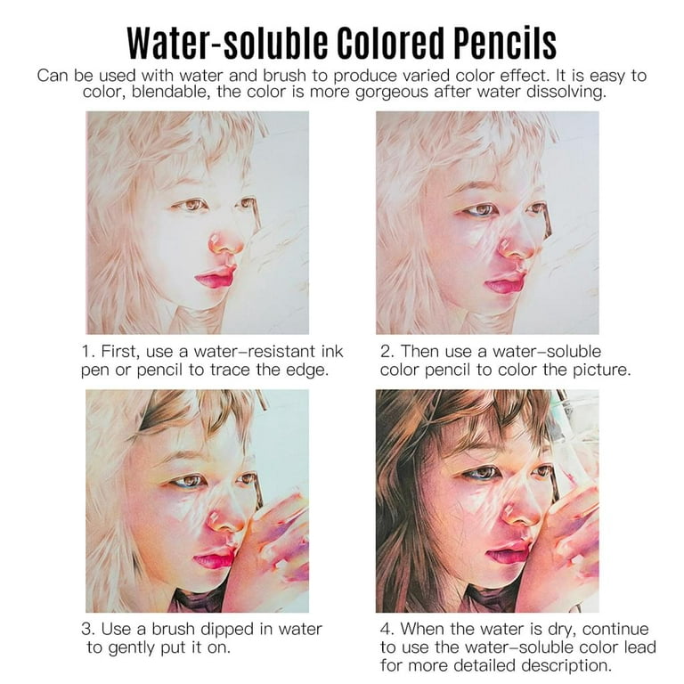 48 Piece Watercolor Artist Grade Water Soluble Colored Pencil Set