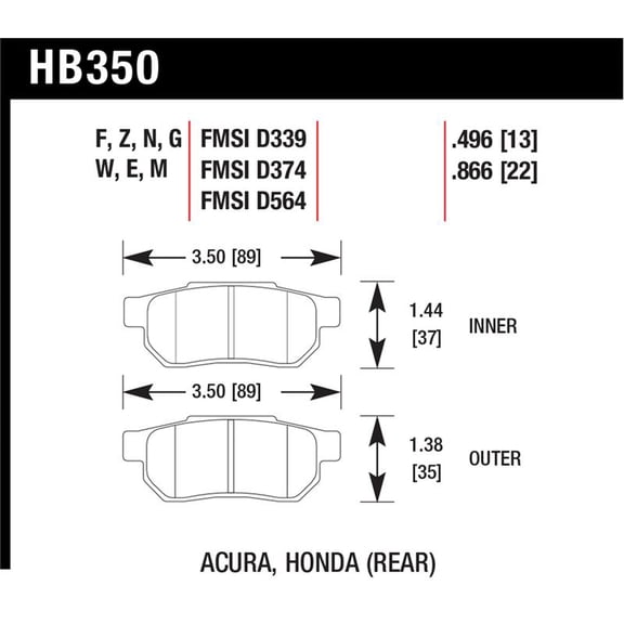 Hawk 1990-1993 Acura Integra GS HPS 5.0 Rear Brake Pads