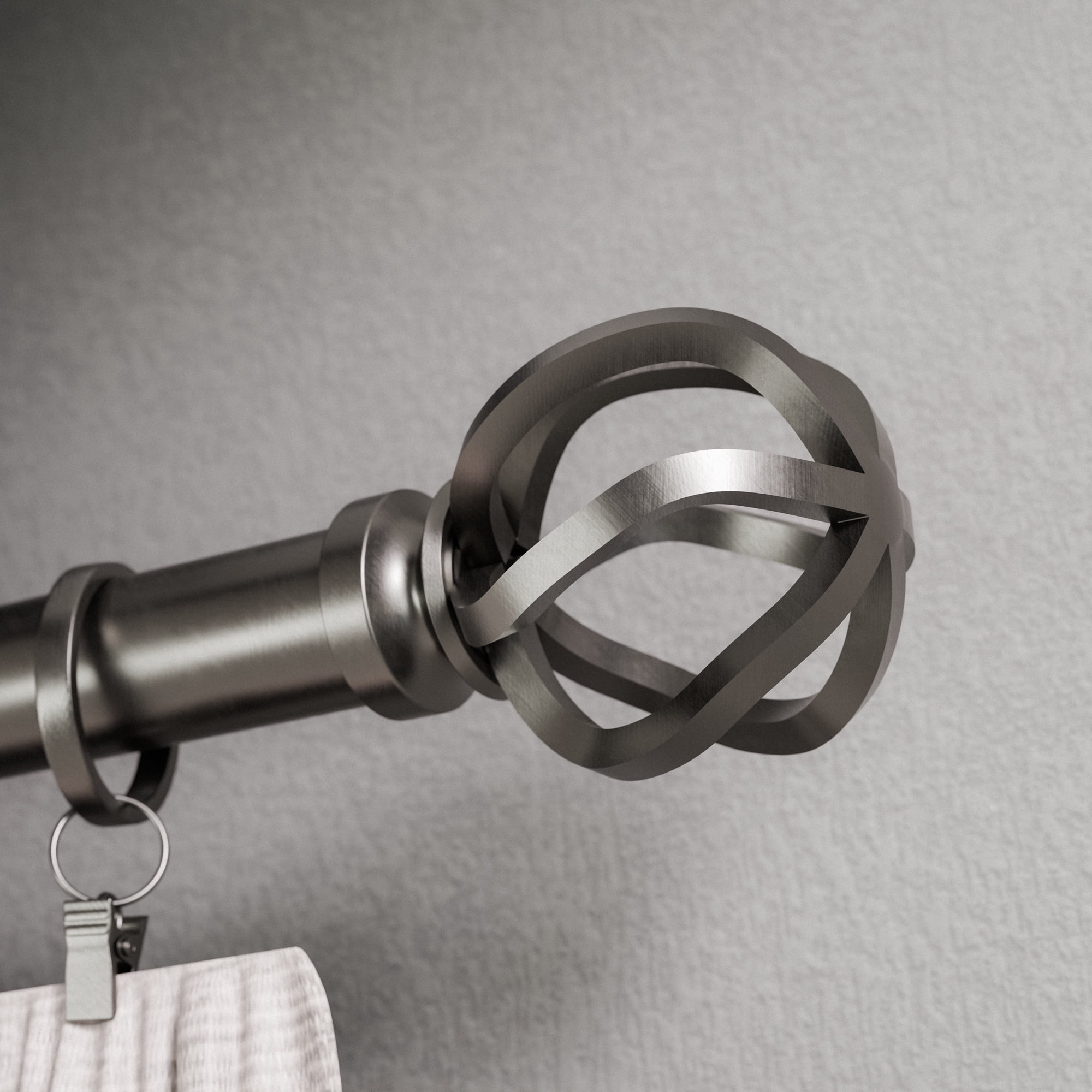Better Homes & Gardens 1" Pewter Cage Adjustable Single Curtain Rod Set, 120-180"