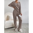 thumbnail image 2 of KelaJuan Women’s Two Piece Outfits Set Long Sleeve V Neck Ribbed Knit Tops and Pants Set Loungewear, 2 of 6