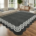 thumbnail image 2 of Garvee 5'x7' Scalloped Area Rugs Modern Bordered Carpet, Washable Rug Non-Slip Contemporary Accent Rug Low Pile Indoor Mat for Living Room Bedroom Dining Room, Black, 2 of 8