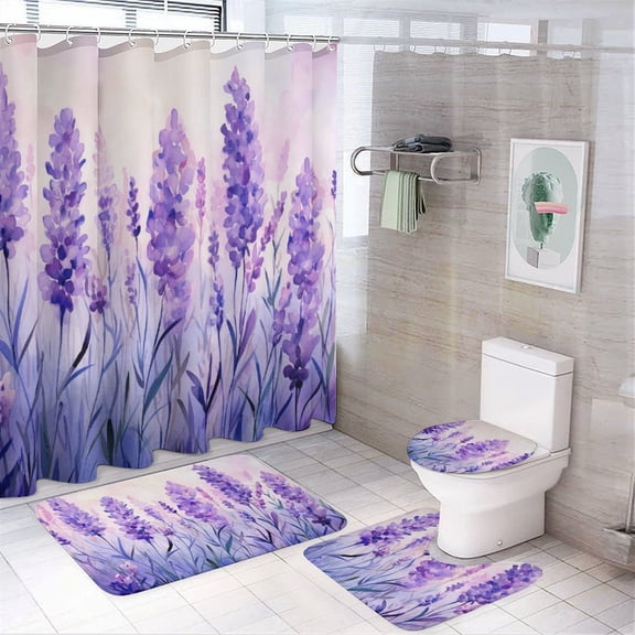 Lavender (52) Shower Curtain Waterproof Bathroom Curtain Set with Hooks Home Decor Bathroom Curtains