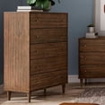 thumbnail image 4 of Farmhouse Rustic Walnut Mid Century 5 Drawer Chest, 4 of 5
