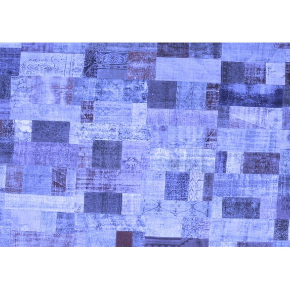 Ahgly Company Indoor Rectangle Patchwork Blue Transitional Area Rugs, 2' x 3'