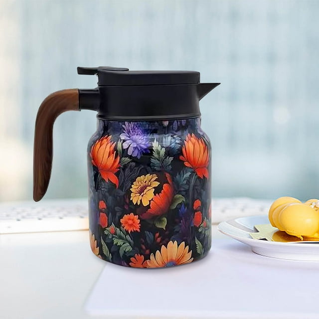 Stainless Steel Coffee Pot, 800ml Thermal Insulation Tea Separation Pot with Exquisite Braised Pattern