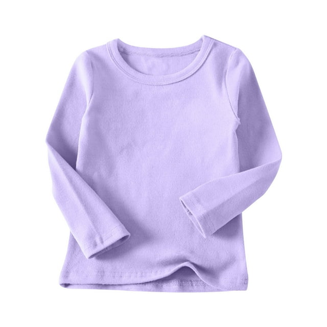 tarylea Baby Girl Clothes Crew Neck Undershirts Solid Color Long Sleeve Pullover Casual Loose Fall Basic Tops