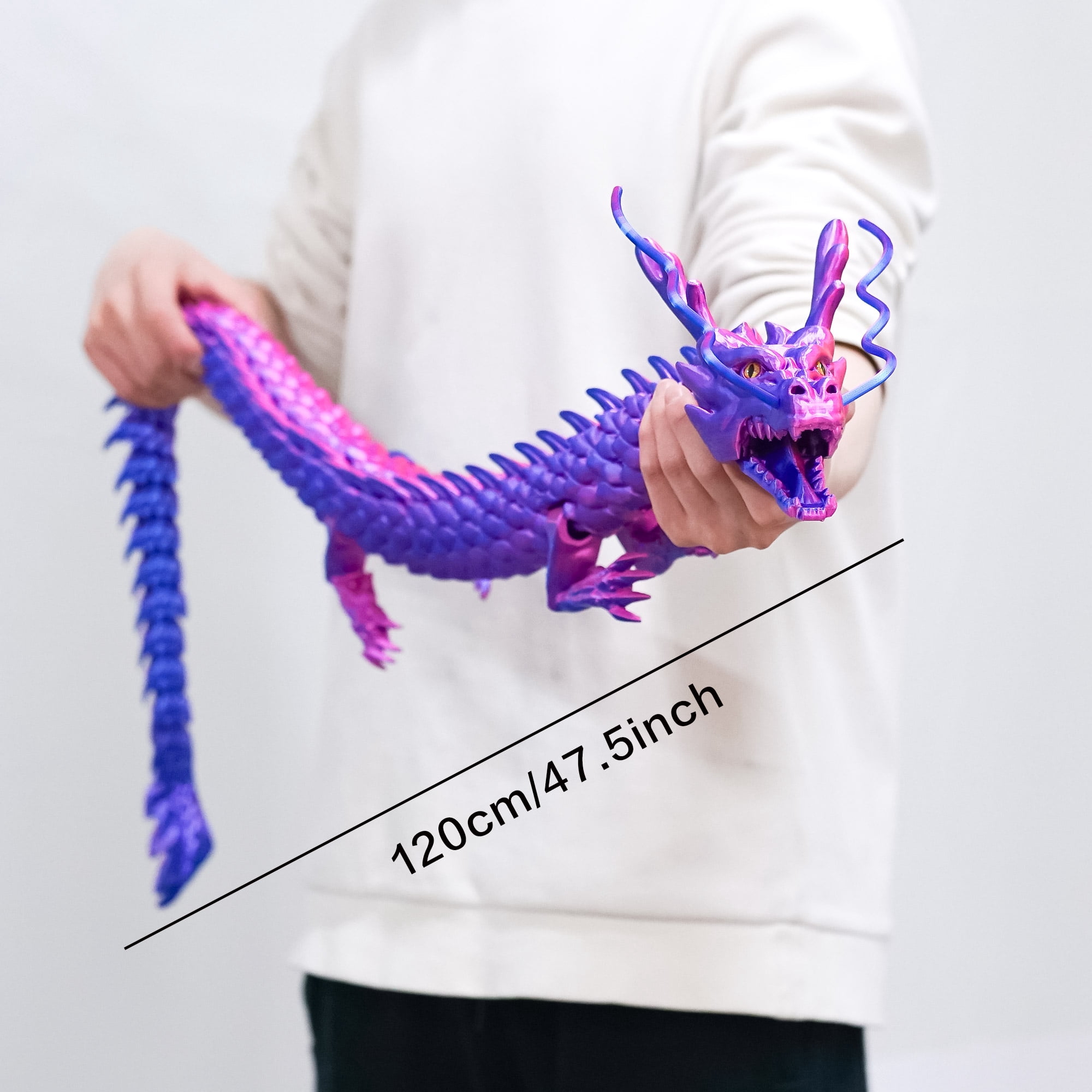 47.3inch Super Large 3D Printed Dragon Models,Flexible Joint Animal lacertid Figurines, 3D Printing Stuff Cheap,Stress Relief, Fidget restlessness, ADHD Toys, Surprise Fantasy Gifts (47.3inch)