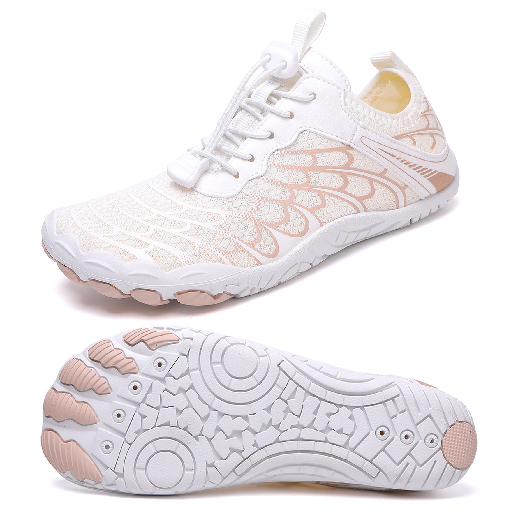 Stepedia Quick Dry Wide Toe Box Water Shoes Women Barefoot Swim Shoes Breathable Aqua Shoes for Boating Surfing, White