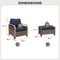 thumbnail image 3 of EAGLE PEAK 4-Piece Wicker Outdoor Patio Dining Set with Ottomans and Cushions, Brown/Blue, 3 of 8