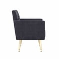 thumbnail image 5 of Sillón de terciopelo Sofá único Sillas de lectura laterales tapiceadas modernas con brazo y pierna de metal de oro para sala de estar dormitorio, 5 of 5