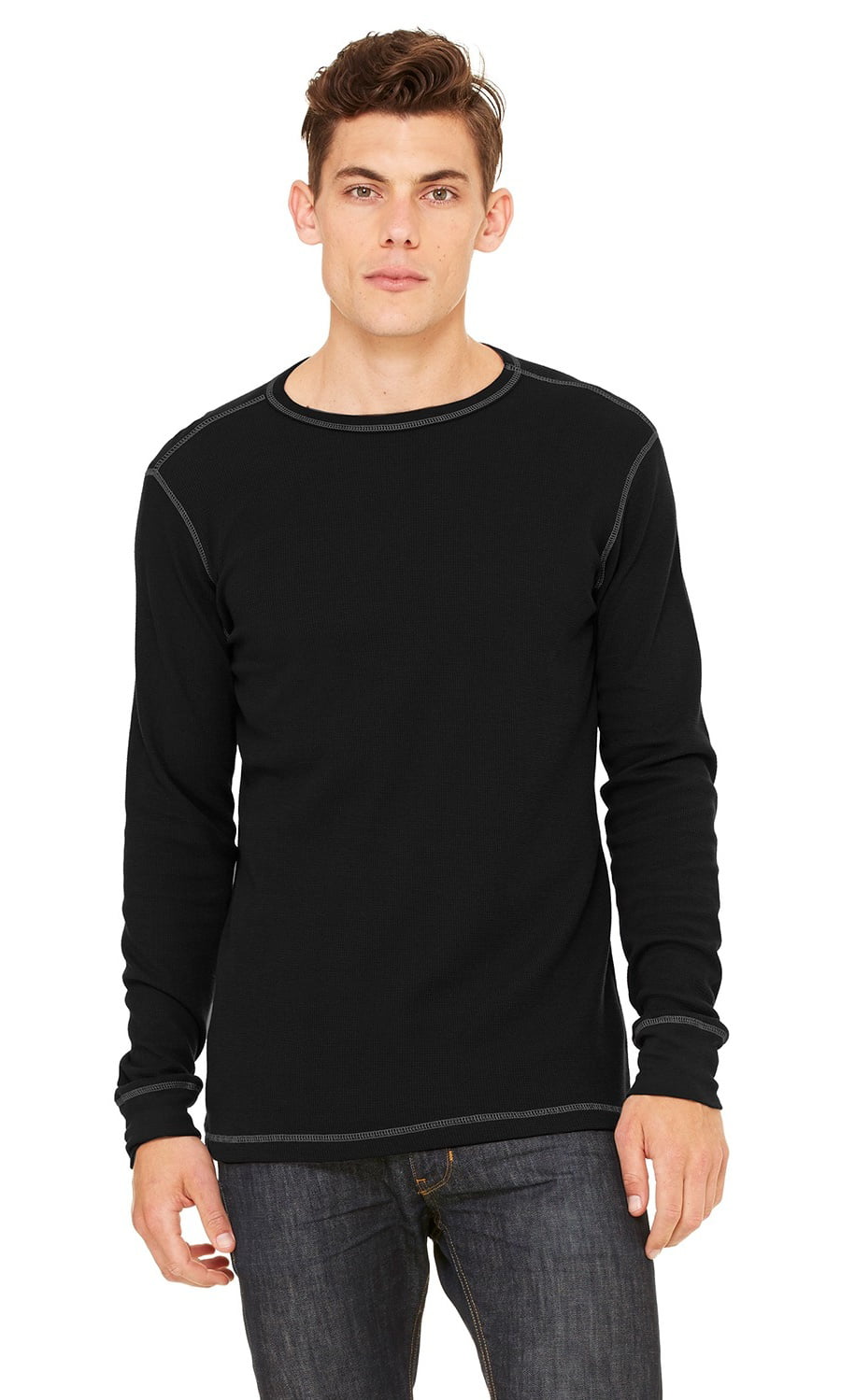 The Bella + Canvas Mens Thermal Long Sleeve T-Shirt - BLACK/ GREY - XL ...