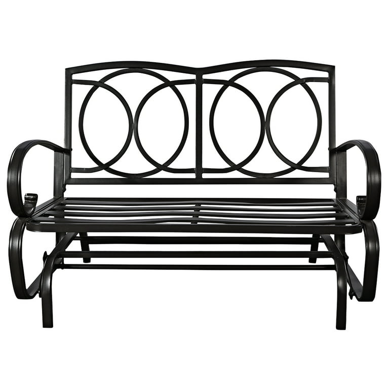 Costway glider outdoor patio rocking bench loveseat cushioned seat steel frame furniture deals