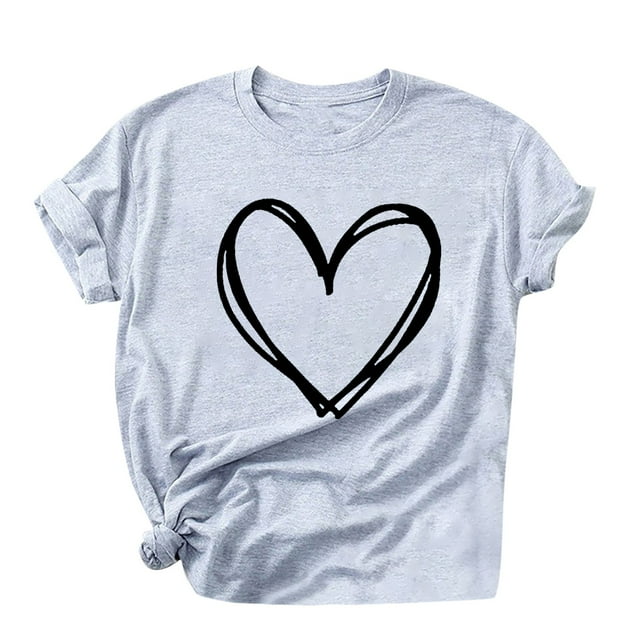 T-shirt à Manches Courtes pour Femmes avec Imprimé de la Saint-Valentin, Haut Graphique Fantaisie
