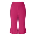 thumbnail image 6 of RYRJJ Women's Bootcut Yoga Capri Pants Stretch Causal Athletic Flare Capri Slacks Pull On Ruffle Dance Leggings with Pockets(Hot Pink,M), 6 of 9
