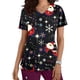 thumbnail image 1 of Pntutb Moda para mujer Camisetas de manga corta con cuello en V Uniforme de trabajo Estampado de Navidad con tops de blusa de bolsillo Pntutb Pntutb-5675, 1 of 5