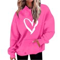 thumbnail image 1 of Penkiiy Mode Décontractée pour Femmes Impression de la Saint-Valentin Hauts à Manches Longues Chandails en Molleton m Rose Vif, 1 of 5