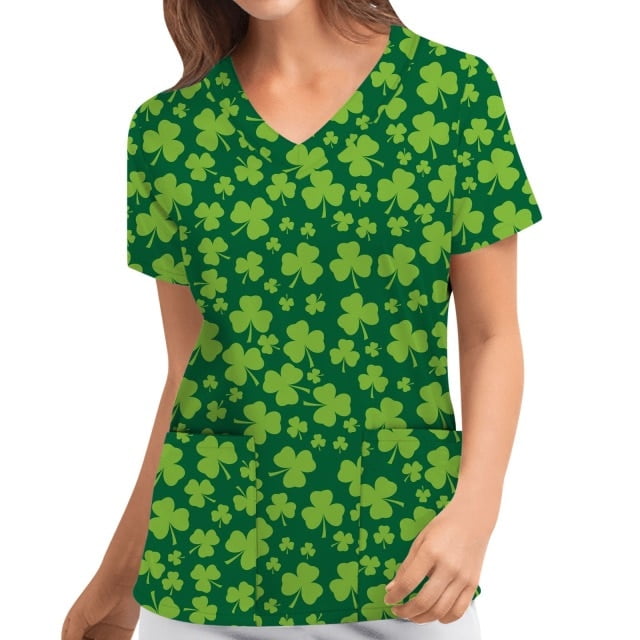 U.Vomade Uniforme d'Infirmière d'Été pour Femmes, Haut à Manches Courtes, Chemise, Uniforme d'Infirmière, Sarrau, Haut de Soins Infirmiers