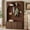 Walnut, variant on Mintazer Arched Entryway Hall Tree with Bench & 3 Storage Cabinets, Retro Arched Entryway Organizer with Adjustable Shelves & 4 Golden Hooks for Mudroom Hallway, Black
