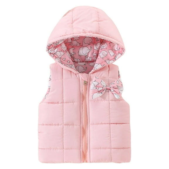 Utlike Girls Jacket Toddler Sleeveless Winter Bowknot Solid Color Thermal Vest Jacket Coat Warm outerwear Softness Top For Daily Wear Size 9 Months-12 Months