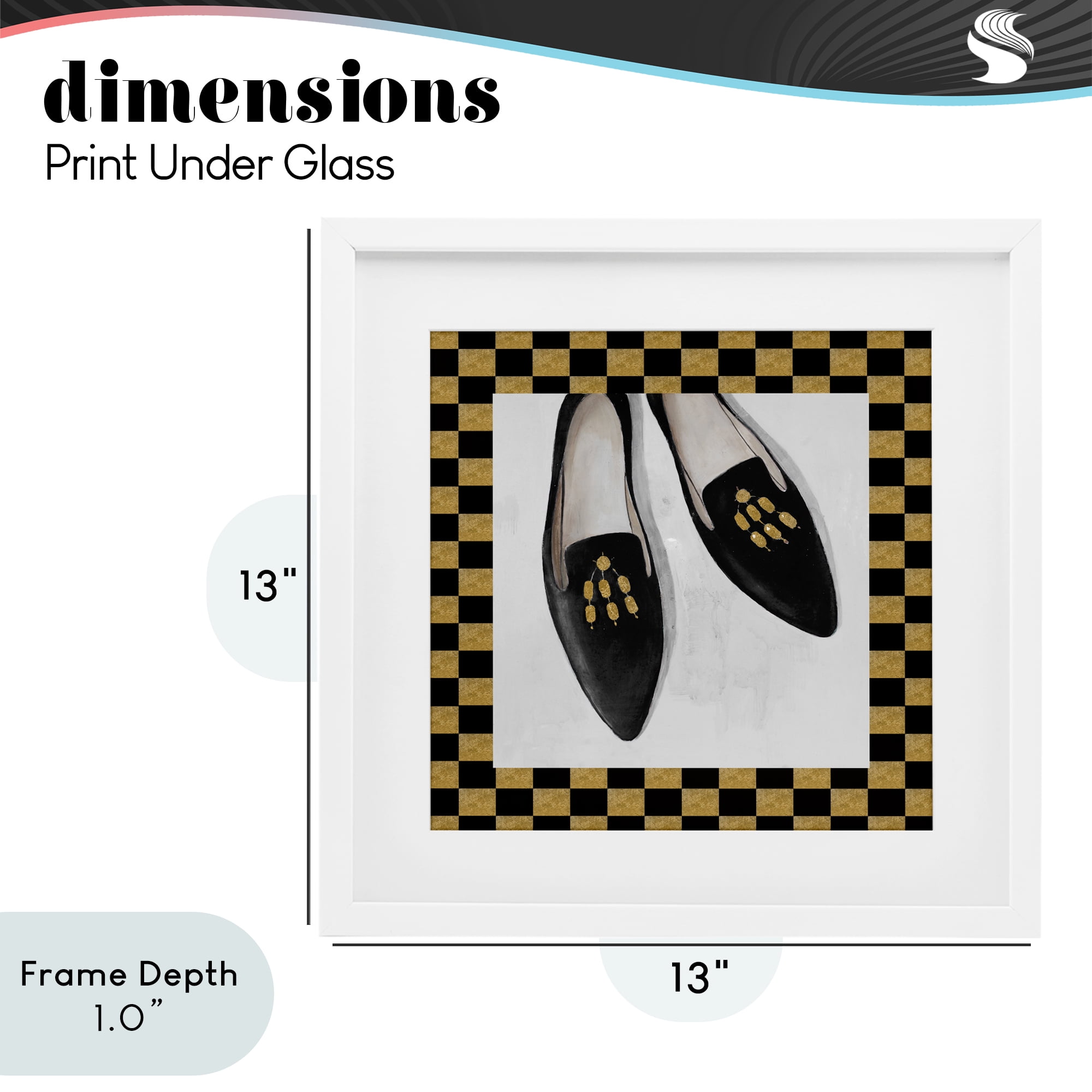 Stupell Industries Luxe Black Flats White Framed Print Under Glass, design by Lorenzo Collective