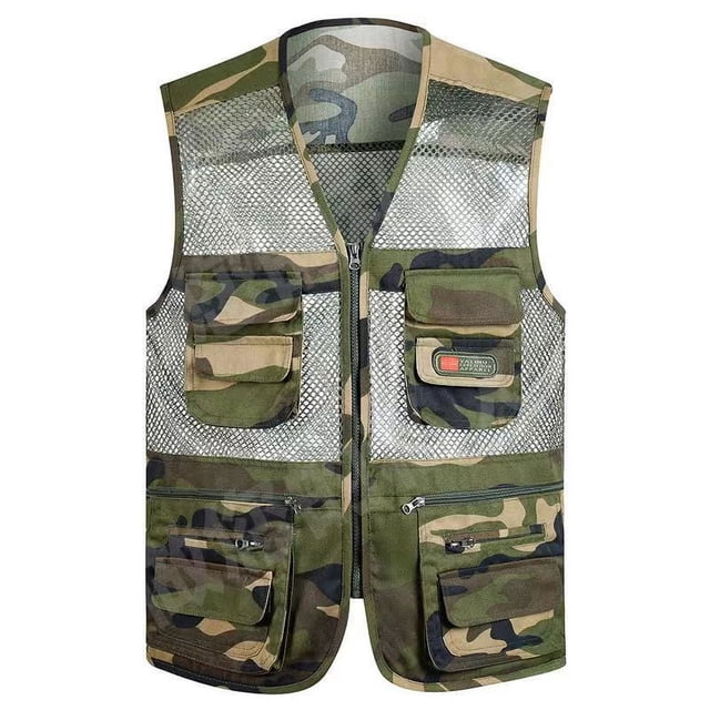 Chaleco de malla de primavera y verano para personas de mediana edad, chaleco de pesca de cuatro estaciones, chaleco de bolsillo, chaleco de ocio de primavera y otoño para hombres