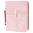 thumbnail image 2 of Large Leather Bible Cover with Handle and Pockets, Shoulder Strap Carrying Case for Church Study and Office, 2 of 5