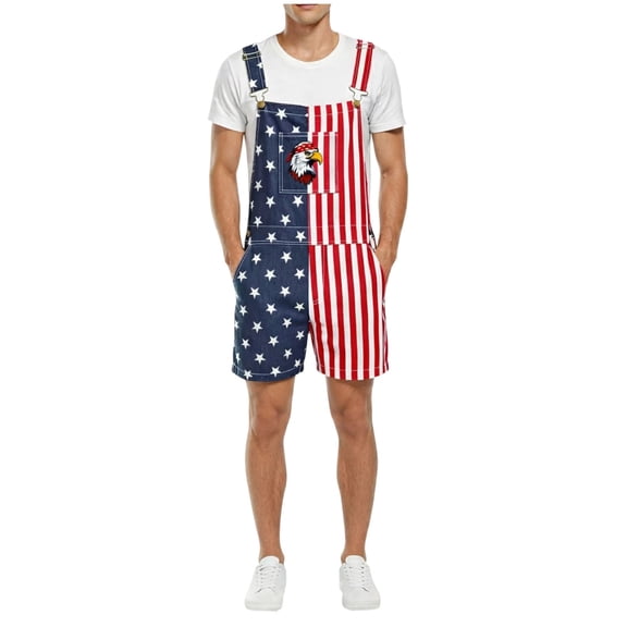 Yaoyar Unisex Printed Overalls Shorts Romper Festival Jumpsuits Work Bibs Coveralls Gifts for Men and Women
