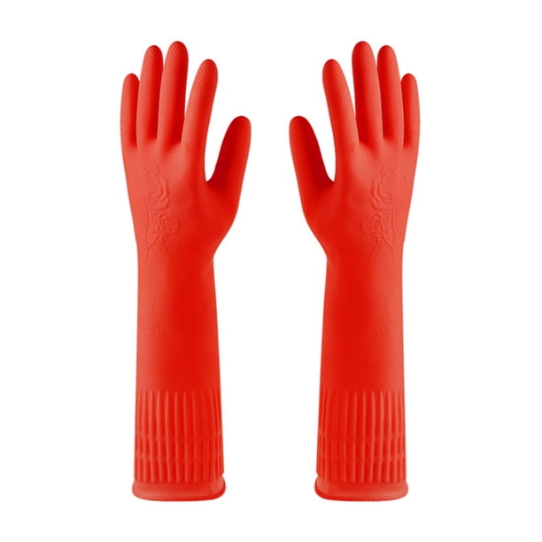 Inteprter 2 guantes de goma para cocina, herramienta de jardinería, gran sellado, guante de multiusos, manopla para lavar platos, rojo Type2 NO2