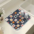 thumbnail image 4 of Yayeee Dish Drying Mat for Kitchen Counter 16" x 18" Microfiber Super Absorbent Coffee Decorative Pad, Blue Circle Mosaic, 4 of 9