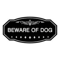 Victorian Beware Of Dog Sign (Black) - Large 5" X 10"