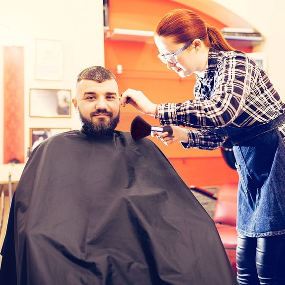 LEORX Salon Cape Black Practical Hair Styling Apron with Snap Closure for Haircut