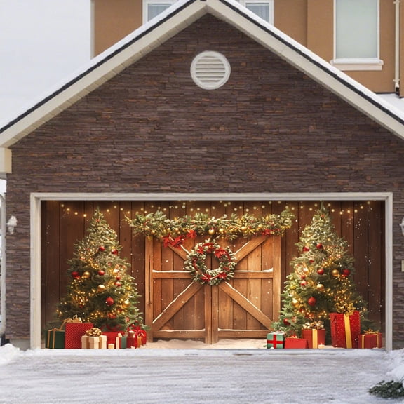 Large Garage Door Banner for Holiday Season Outdoor Festive Welcome Sign for Front Porch and Yard Decorations
