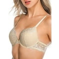 thumbnail image 5 of Deyllo Women's Lace Push Up Padded Plunge Add Cups Underwire Lift Up Bra, Beige 34D, 5 of 7