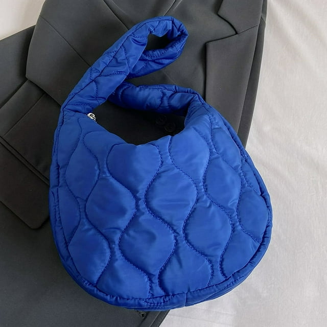 Women Padding Shoulder Bag Versatile Puffy Hobo Bag Casual Zipper Shopping Purse