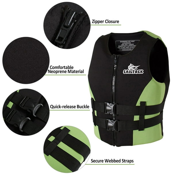 TRIBALSENSATION Professional Neoprene Adult Life Jacket Men And Women green M