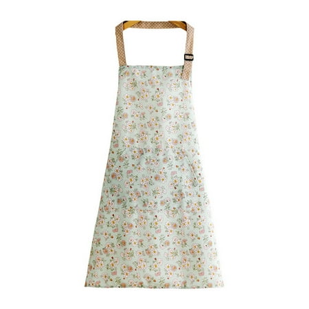 

VEAREAR Kitchen Apron Large Pocket Adjustable Halter Neck Sleeveless Dirt-resistant Comfortable Oil-proof Thicken Women Floral Print Cooking Apron Cleaning Bib for Home