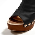 thumbnail image 4 of FSJ Women Studded Platform Heels Slingback Sandals Wooden Block Heel Ankle Strap Peep Toe Mules Shoes Size 5 Black, 4 of 5