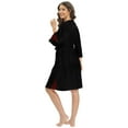 thumbnail image 4 of Xmarks Women Kimono Robes Lace Bathrobe Lightweight Soft Knit Sleepwear V-neck Casual Ladies Loungewear Black US 10, 4 of 6