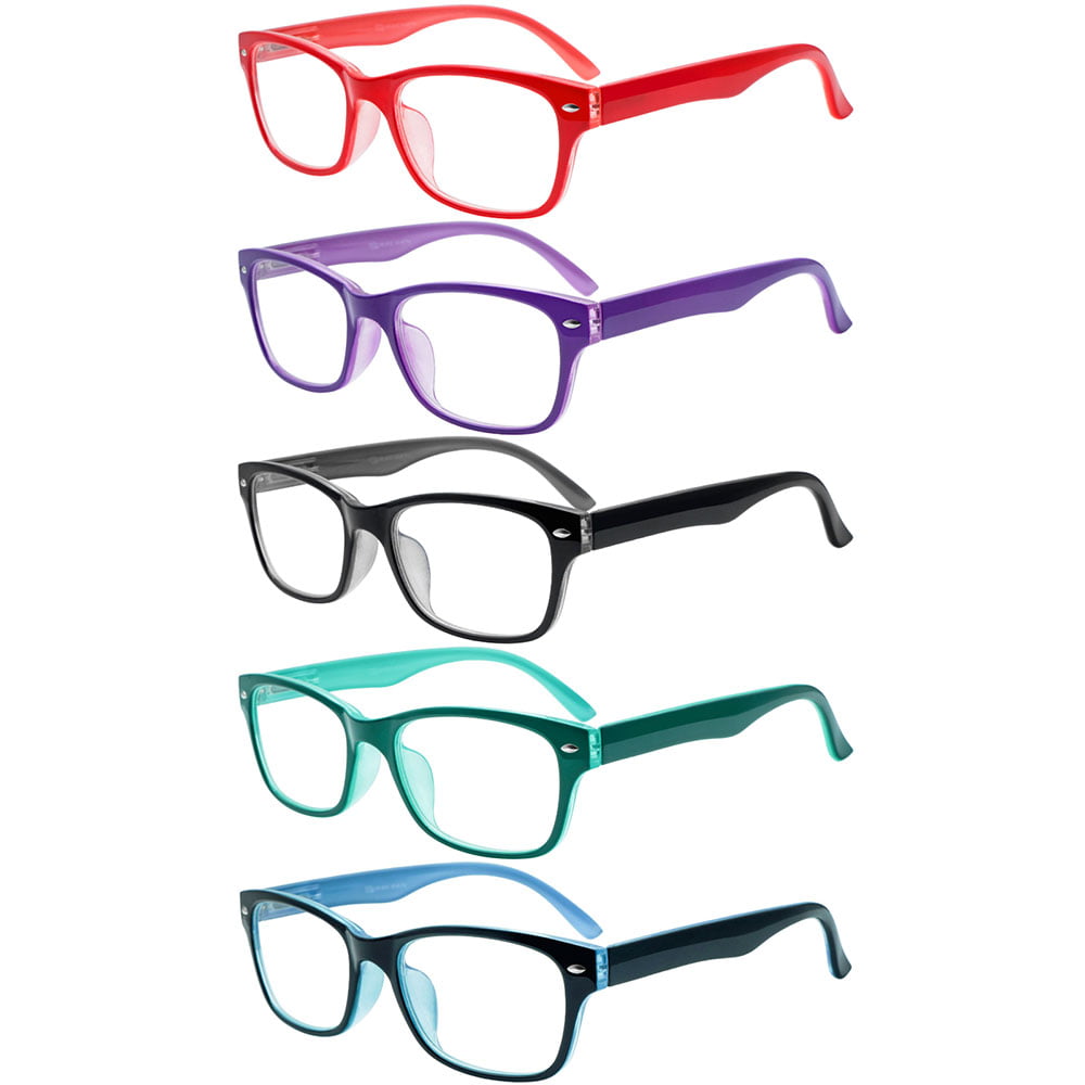 Spring Hinges Square Frame Eyeglasses Computer Readers SIGVAN 5 Pack Reading Glasses Blue Light Blocking for Women Men 