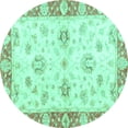 thumbnail image 1 of Ahgly Company Indoor Round Oriental Turquoise Blue Traditional Area Rugs, 7' Round, 1 of 4