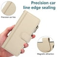 thumbnail image 6 of Zipper Wallet Cover for Samsung Galaxy Z Fold 6, Case with Crossbody Strap & Wrist Strap Card Holder Folding Stand Premium PU Leather Folio Flip Phone Case for Women for Galaxy Z Fold 6, Beige, 6 of 10