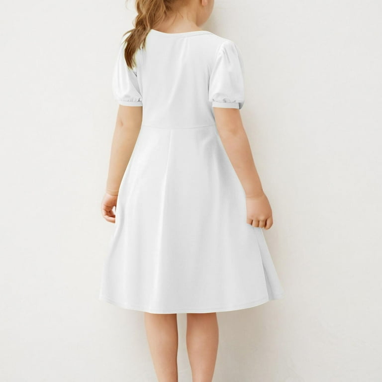 Formal Gown Little Girl Dresses 5-6 White Casual Dress Crew Neck Maxi Dress  Birthday Party Dresses Birthday Dresses Summer Dresses Cotton Ropa NiA -  Walmart.com